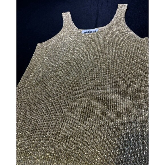 Y2K 90s Effeci Womens Vintage Gold Knit Tank Top Scoop Neck Size Medium - Picture 2 of 10